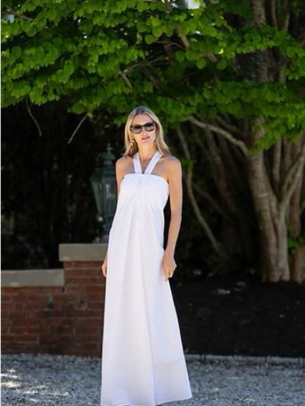 White Halter Maxi Dress with Clean Silhouette